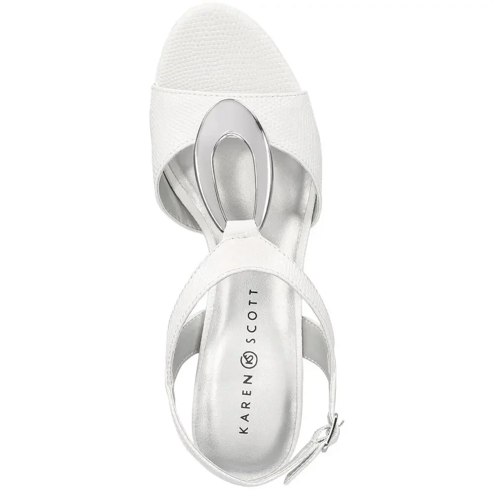 Karen Scott Women's Cushioned Danee Dress Sandals White Size 10 M